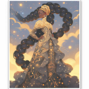 Sticker La Dame Cosmique Art Imaginaire Africain Américain