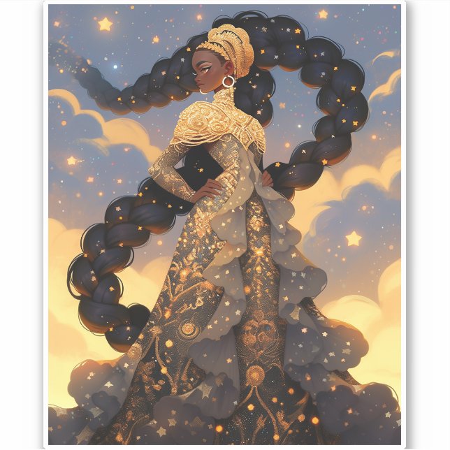 Sticker La Dame Cosmique Art Imaginaire Africain Américain (Devant)