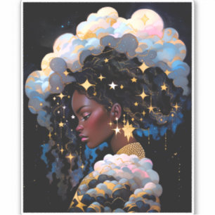Sticker La Dame Cosmique Art Imaginaire Africain Américain