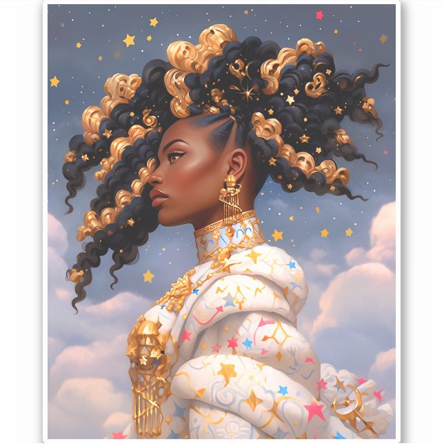 Sticker La Dame Cosmique Art Imaginaire Africain Américain (Devant)