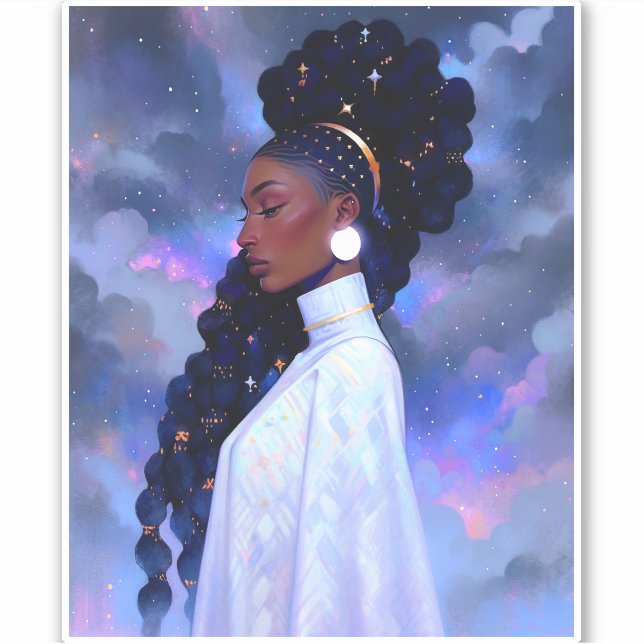 Sticker La Dame Cosmique Art Imaginaire Africain Américain (Devant)