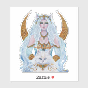 Sticker La déesse égyptienne Bastet avec chat par Renee La