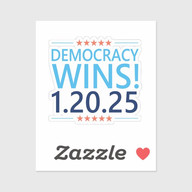 Sticker La démocratie gagne Kamala Harris 1.20.25 (Feuille)