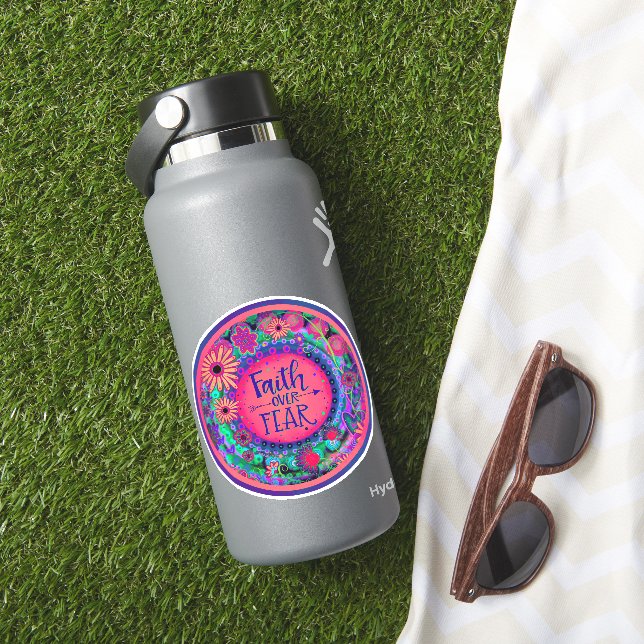 Sticker La foi sur la peur Plutôt rose Inspiritisme Floral (HydroFlask Insitu)