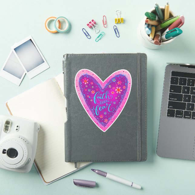 Sticker La foi sur la peur Pretty Heart Pink Inspirivity (Couverture iPad)