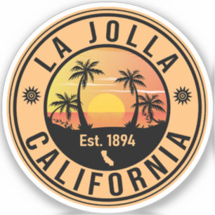 Sticker La Jolla California Vintage Palm Trees Souvenirs