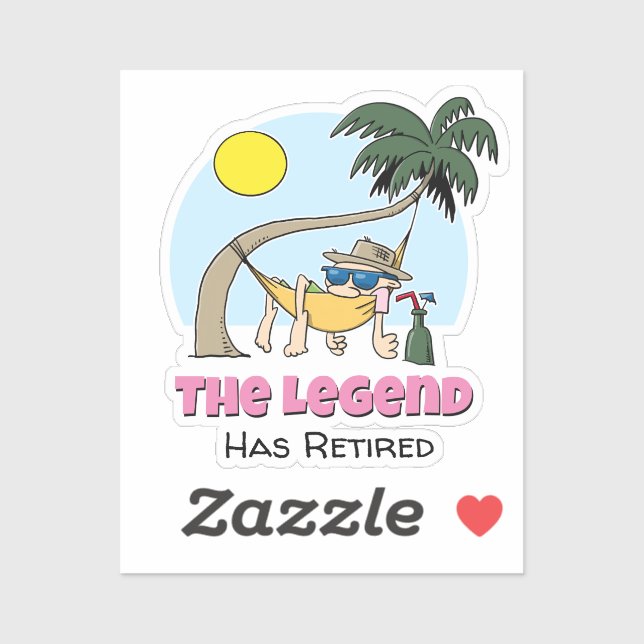 Sticker La Légende A Retraité Drôle Chill Hammock Cartoon (Feuille)