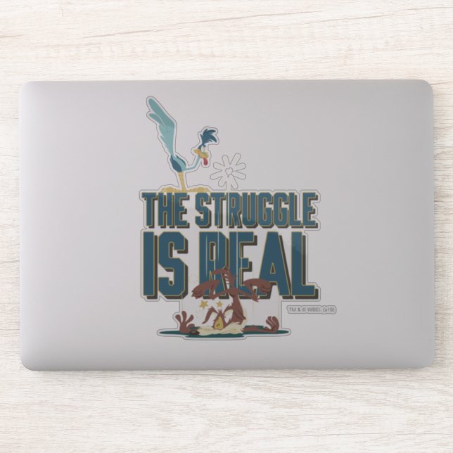 Sticker La Lutte Est Réelle ROAD RUNNER™ & Wile E. Coyote (Ordinateur)