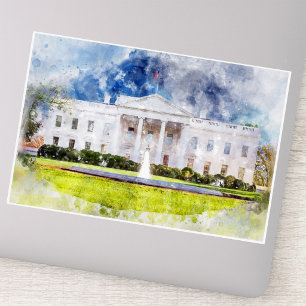 Sticker La Maison Blanche à Washington DC Aquarelle