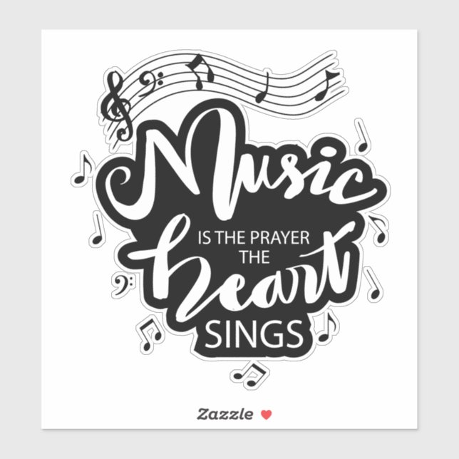 Sticker La musique est la prière Le coeur chante (Feuille)