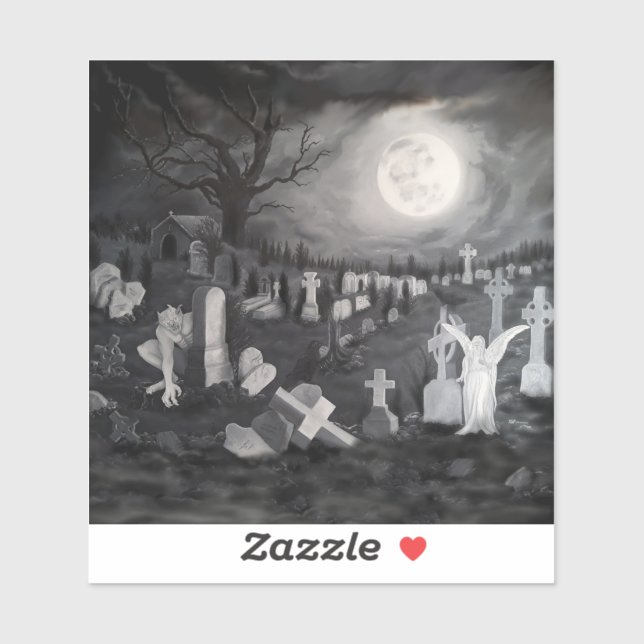 Sticker La nuit sur le cimetière - Angel avec Diable (Feuille)
