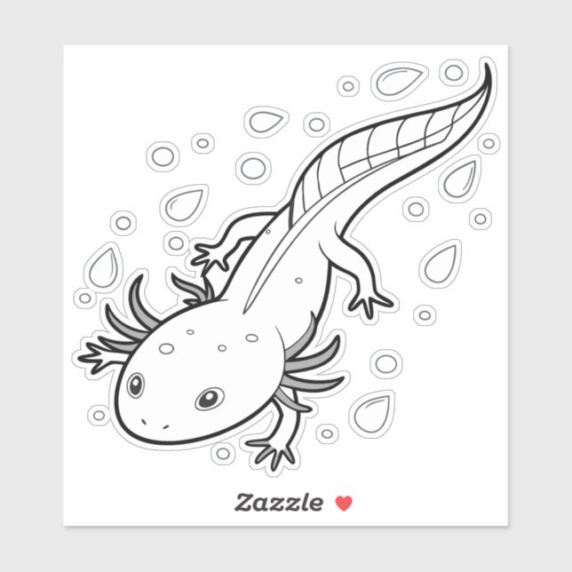 Sticker la peau lisse d'un axolotl est enduite de rosée (Feuille)
