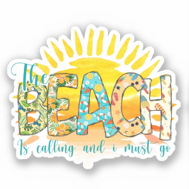 Sticker La Plage Appelle | Coucher de soleil (Recto)