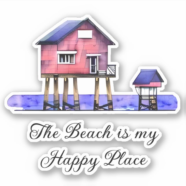 Sticker La plage est mon endroit heureux (Devant)