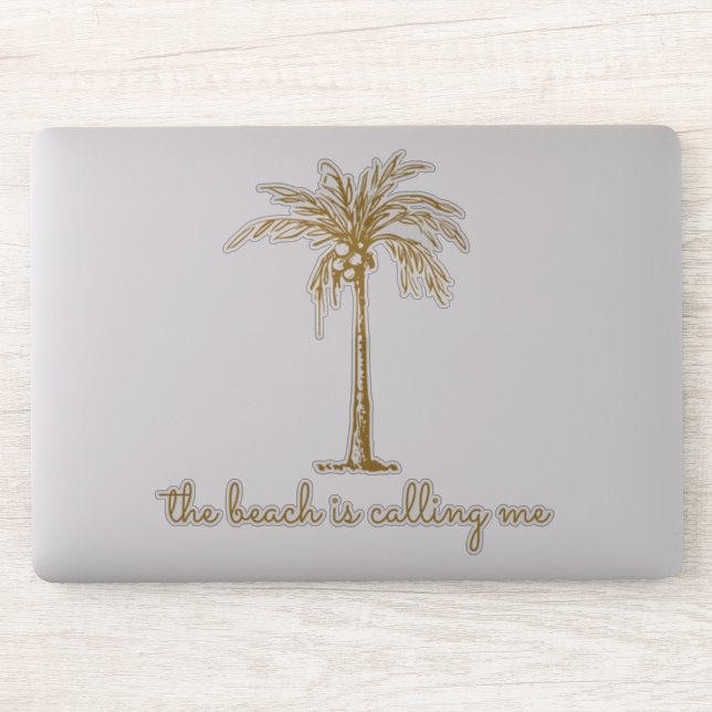 Sticker La plage m'appelle Gold Coconut Palm Tree (Ordinateur)