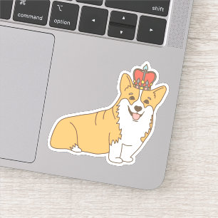 Sticker La Reine mignonne de corgi de bande dessinée avec