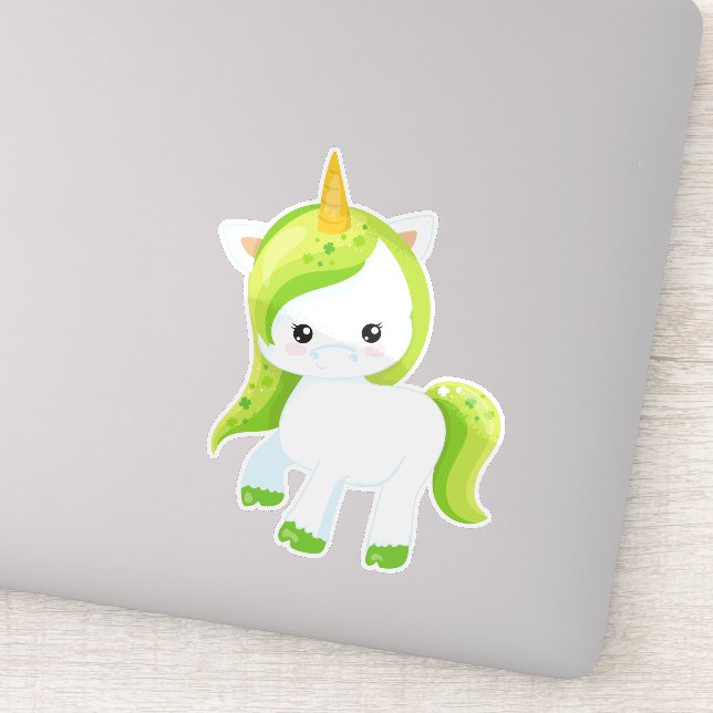 Sticker La Saint-Patrick, licorne mignonne, licorne magiqu (Détail)