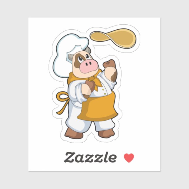 Sticker La vache fait cuire avec Dough (Feuille)