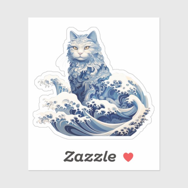 Sticker La Vague De Chat Au Large De Kanagawa (Feuille)