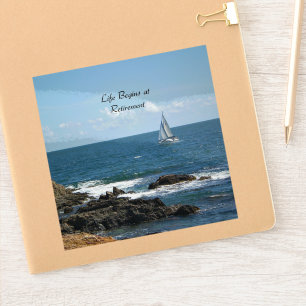 Sticker La vie commence à la retraite, la voile,