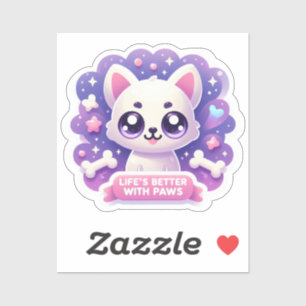Sticker La vie de chien de Kawaii est meilleure avec des p