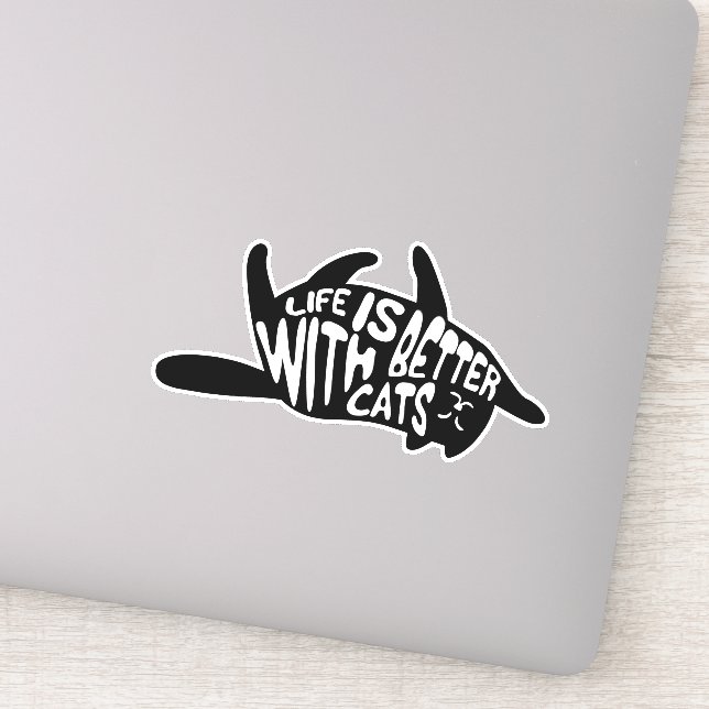 Sticker La vie est meilleure avec les chats | Typographie  (Détail)