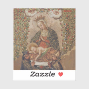 Sticker La Vierge adorant le Christ Enfant Noël