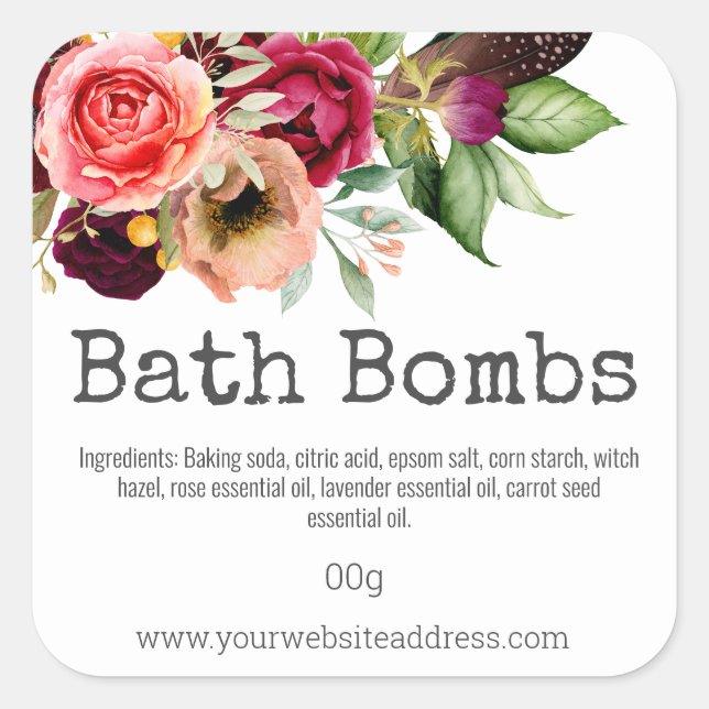 Sticker Label For Handmade Bath Bombs (Front)