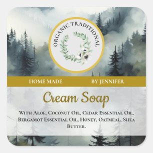 Sticker Label For Handmade Soap Forest Design
