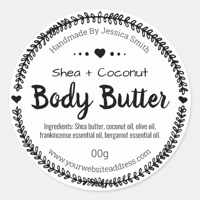 Sticker Label For Homemade Body Butter (Front)