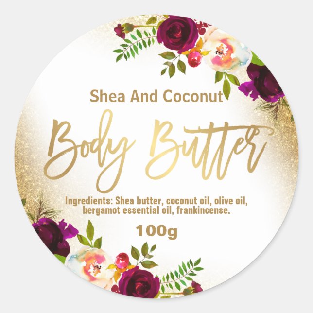 Sticker Label For Homemade Body Butter (Front)