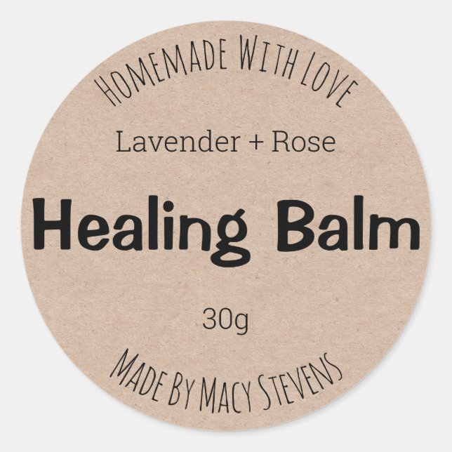 Sticker Label For Homemade Healing Salve Balm (Front)