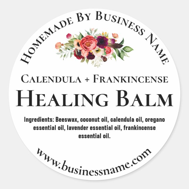 Sticker Label For Homemade Healing Salve Balm (Front)