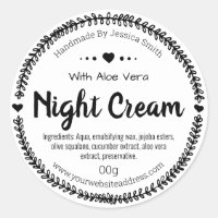 Sticker Label For Homemade Night Cream Moisturizer