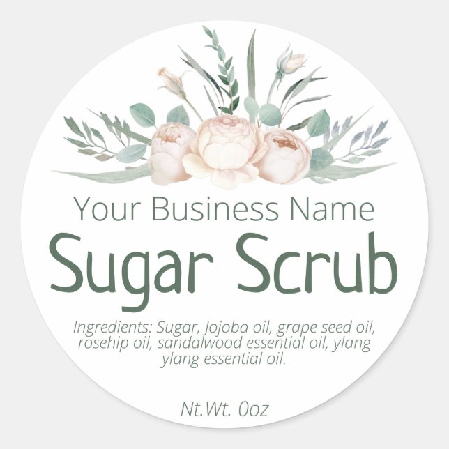 Sticker Label For Homemade Sugar Scrub (Front)