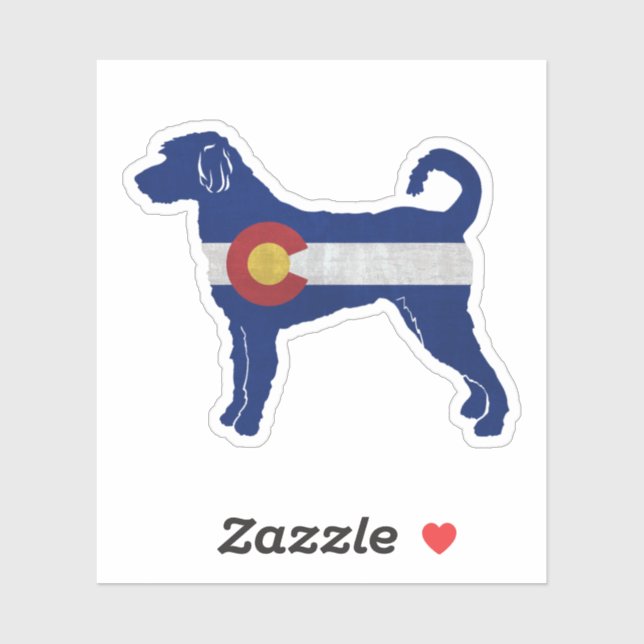 Sticker Labradoodle Chien race Silhouette Colorado Drapeau (Feuille)
