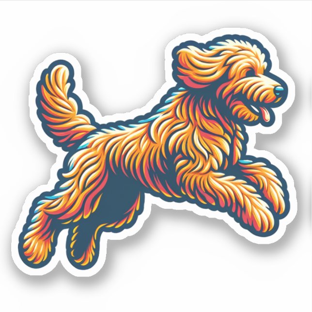 Sticker Labradoodle Vinyl Dog (Devant)