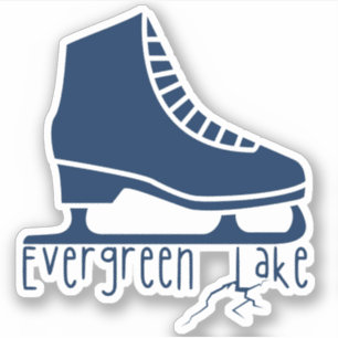 Sticker Lac à feuillage persistant, Colorado, Patinage sur