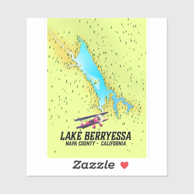 Sticker lac berryessa Napa Comté, Californie (Feuille)