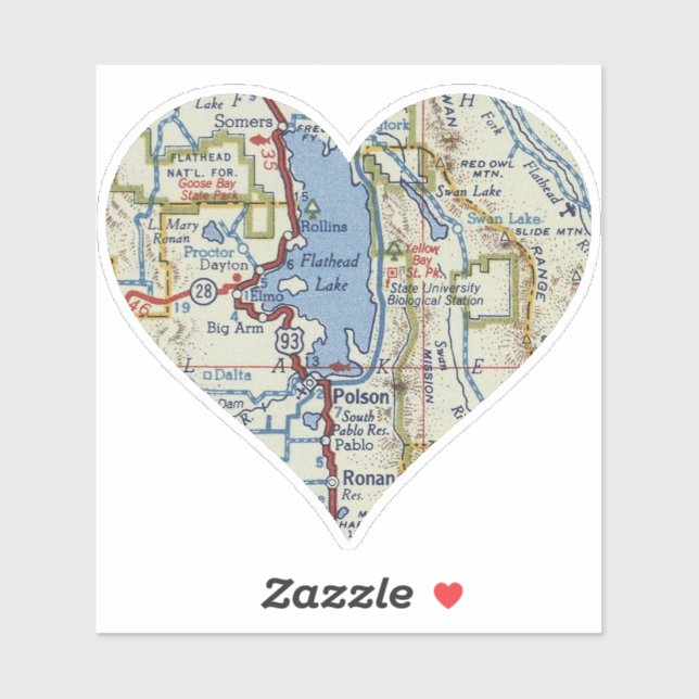 Sticker Lac Flathead Montana (Feuille)