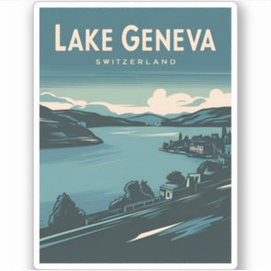 Sticker Lac Léman Vintage voyage rétro Suisse