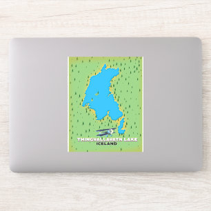 Sticker lac Thingvallavatn carte de voyage Islande