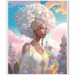 Sticker Lady In Surreal World Art Africain Américain