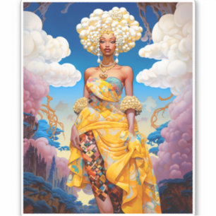 Sticker Lady In Surreal World Art Africain Américain