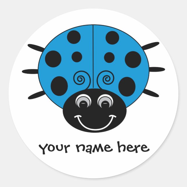Sticker Ladybug bleu personnalisé (Devant)