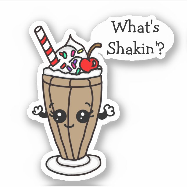 Sticker Lait au chocolat Shakin Quoi de neuf ?" (Devant)