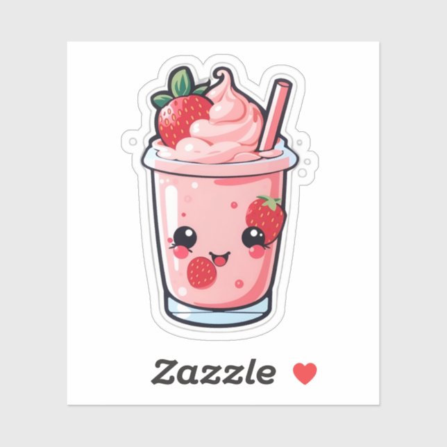 Sticker lait de fraise kawaii mignon et beau (Feuille)