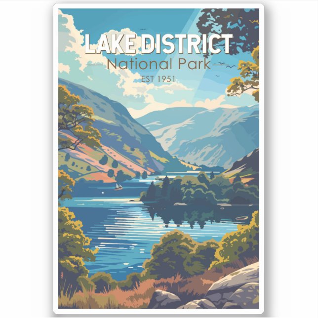 Sticker Lake District National Park England Travel Art (Devant)