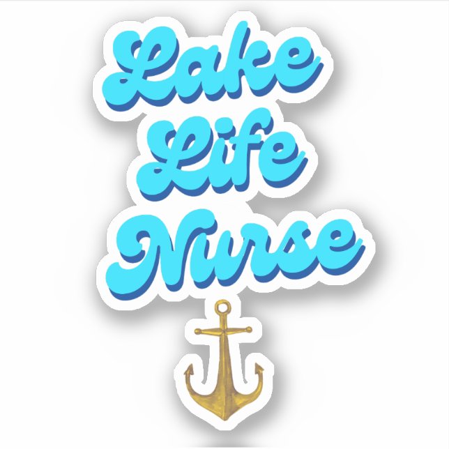 Sticker Lake Life Nurse Rétro Script Camping Bateau (Devant)