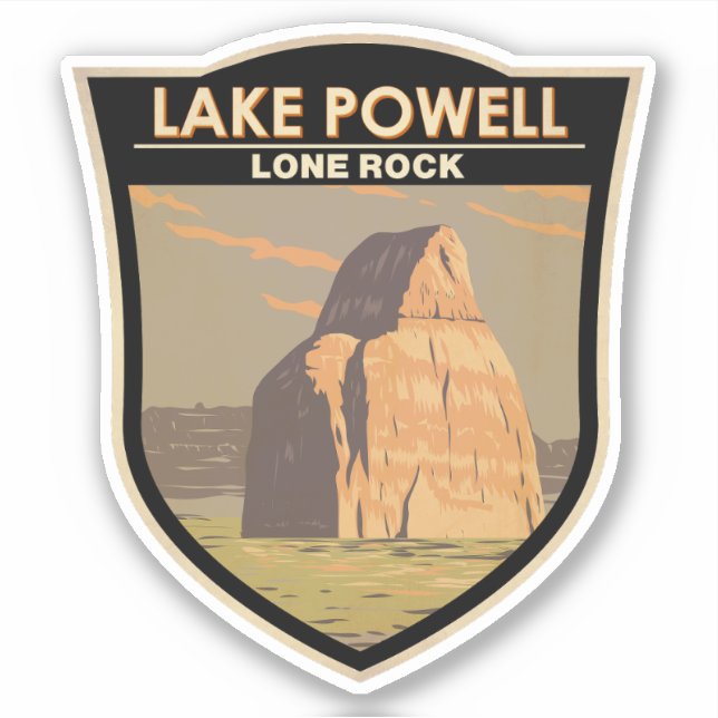 Sticker Lake Powell Lone Rock Travel Art Vintage (Devant)